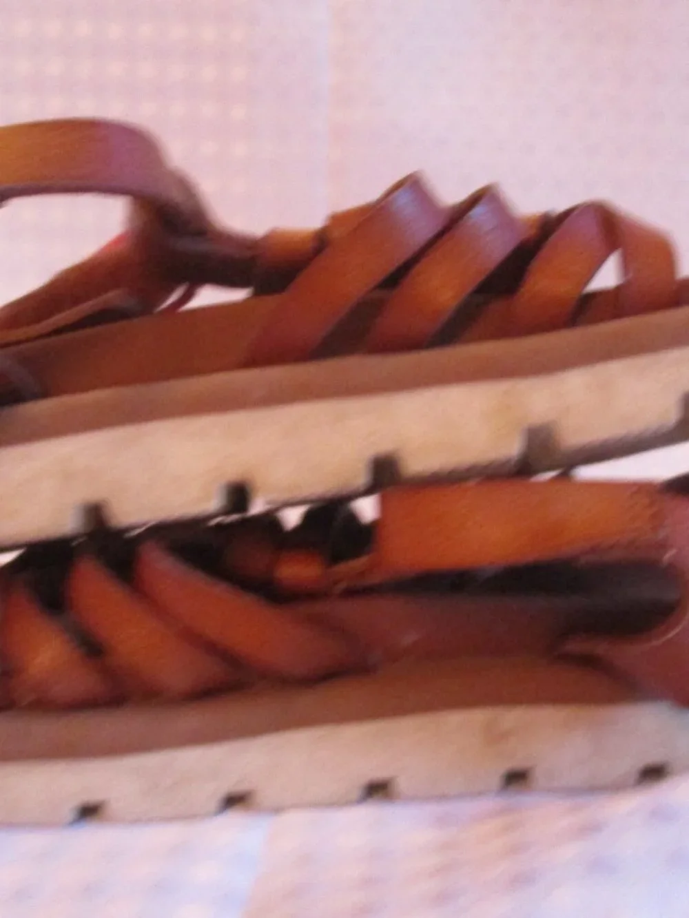 Wonder Nation Girls Brown Braided Strappy Buckle Sandals Flat Synthetic Size 7